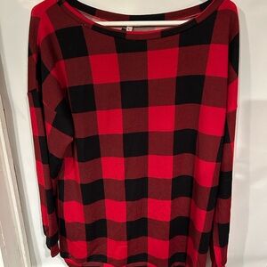 Jinkesi Women’s L NWT buffalo plaid print long tunic